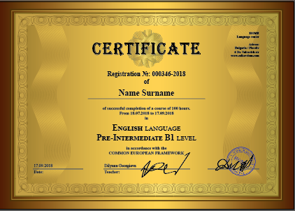 Certificate english